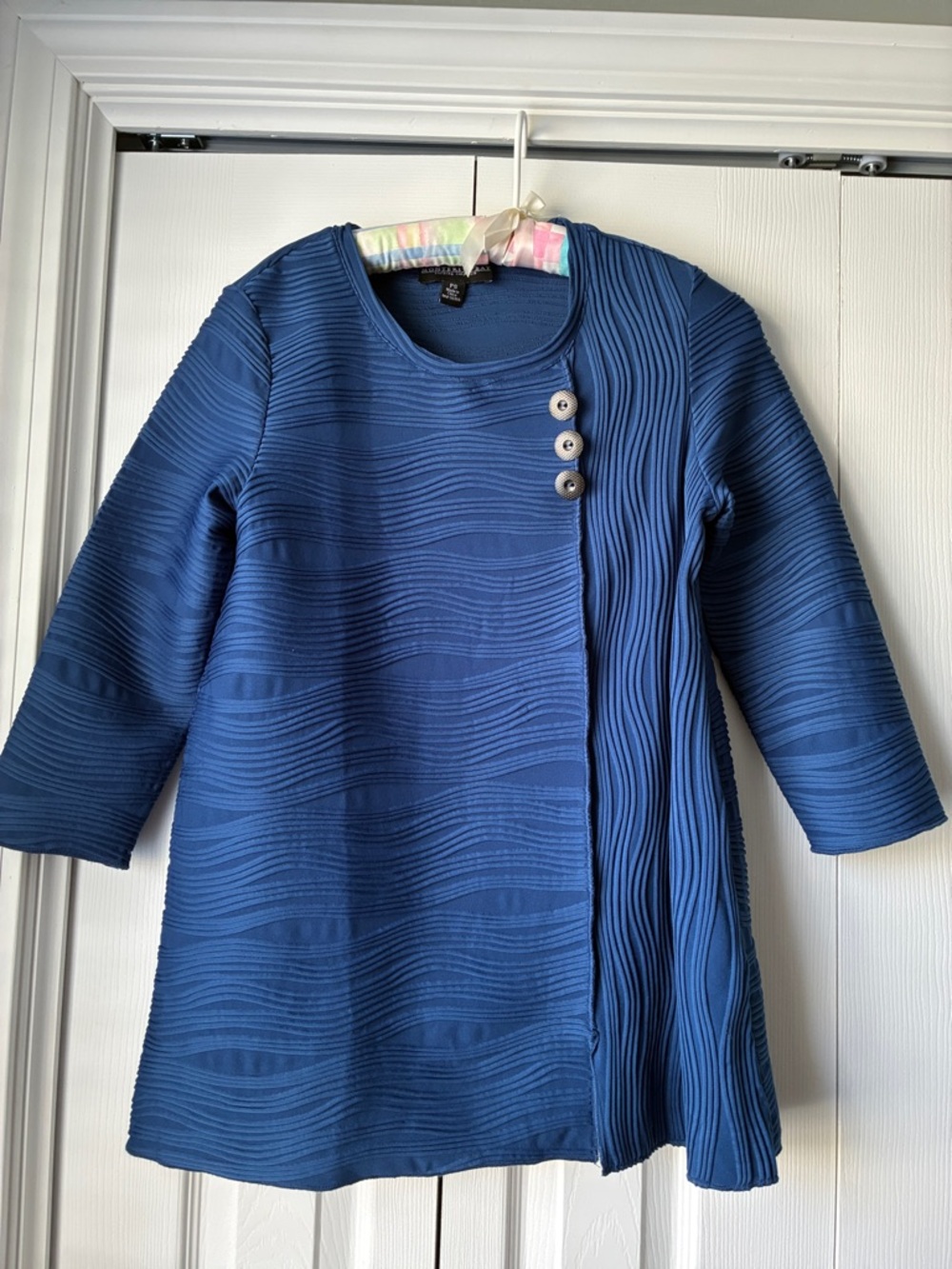 Monterey Bay Textured Wave-Panel Tunic in Deep Blue